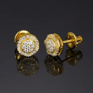 Elevate your Hip Hop jewelry game with the Yellow Gold 925S Moissanite Cluster Stud Earring - 15mm. This large earring is set with a stunning arrangement of Moissanite stones in a Yellow Gold-plated design, delivering unparalleled brilliance. The hypoallergenic properties and scratch resistance make it perfect for daily wear or special occasions. The Yellow Gold finish enhances its luxury, making it a standout piece whether you're hitting the club or attending a formal event.