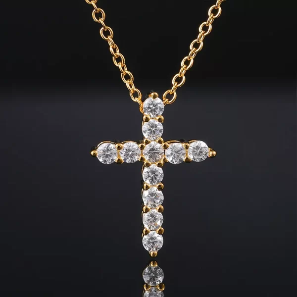 The 925SS Moissanite Cross Tennis Pendant combines the elegance of tennis jewelry with the timeless symbol of the cross. Crafted from sterling silver and encrusted with Moissanite stones, this pendant adds a glamorous touch to any look. Hypoallergenic and waterproof, it¡¯s designed for comfort and durability, making it suitable for everyday wear or special occasions. This pendant makes a sophisticated addition to any Hip Hop jewelry collection.