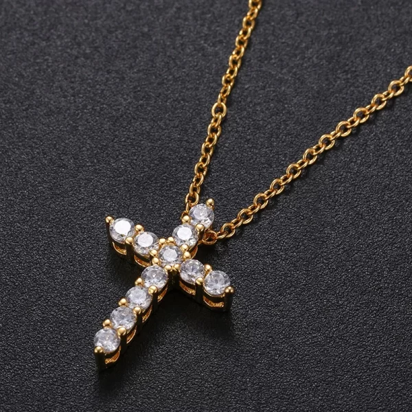 The 925SS Moissanite Cross Tennis Pendant combines the elegance of tennis jewelry with the timeless symbol of the cross. Crafted from sterling silver and encrusted with Moissanite stones, this pendant adds a glamorous touch to any look. Hypoallergenic and waterproof, it¡¯s designed for comfort and durability, making it suitable for everyday wear or special occasions. This pendant makes a sophisticated addition to any Hip Hop jewelry collection.