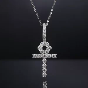 The White Gold 925SS Moissanite Ankh Cross Pendant merges ancient symbolism with modern luxury. Crafted in 925 sterling silver and embellished with brilliant Moissanite stones, this pendant is a powerful symbol of eternal life, blending Egyptian heritage with contemporary style. Its hypoallergenic, scratch-resistant, and waterproof design ensures it can be worn comfortably throughout the day while maintaining its brilliance. Whether you're attending a special event or simply looking for a standout piece, this Ankh cross pendant offers both meaning and elegance, making it a versatile accessory for any occasion.