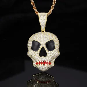 Channel your inner rebel with the 925SS Moissanite Skull Pendant. Made from 925 sterling silver and adorned with Moissanite stones, this pendant is a perfect blend of edginess and luxury. The hypoallergenic and scratch-resistant design ensures long-lasting wear, while the waterproof feature adds durability. Whether you're embracing the punk rock aesthetic or just love bold accessories, this skull pendant is a must-have for those who dare to stand out in Hip Hop fashion.