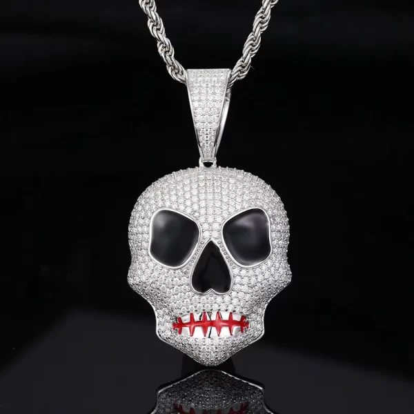 The White Gold 925SS Moissanite Skull Pendant delivers a mix of edginess and elegance. With Moissanite stones and sterling silver, this hypoallergenic and waterproof pendant is perfect for standing out in Hip Hop style.