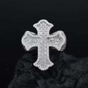 This 925S Moissanite Cross Ring is crafted from high-quality 925 Sterling Silver and features sparkling Moissanite stones that give the cross design a captivating shine. With its bold yet classic look, this ring blends spiritual symbolism with the flashy style of Hip Hop, making it the perfect statement piece for any outfit. The White Gold finish elevates the overall brilliance, making it ideal for both casual and formal wear, adding a touch of luxury to your jewelry collection.