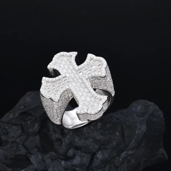 This 925S Moissanite Cross Ring is crafted from high-quality 925 Sterling Silver and features sparkling Moissanite stones that give the cross design a captivating shine. With its bold yet classic look, this ring blends spiritual symbolism with the flashy style of Hip Hop, making it the perfect statement piece for any outfit. The White Gold finish elevates the overall brilliance, making it ideal for both casual and formal wear, adding a touch of luxury to your jewelry collection.