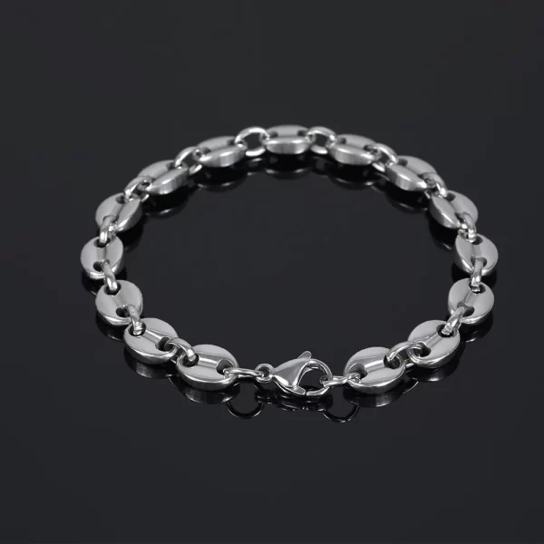 The Stainless Steel Mariner Link Bracelet in White Gold - 5~11mm offers a sleek, refined look for Hip Hop fans. Crafted from durable stainless steel, this bracelet features a stylish mariner link design with a White Gold finish. Available in widths from 5mm to 11mm, it¡¯s perfect for adding a touch of luxury to any Hip Hop outfit.