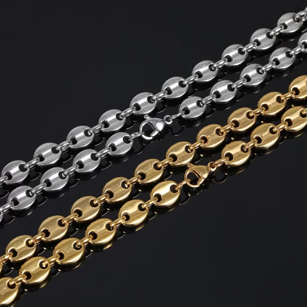 Complete your look with the Stainless Steel Mariner Link Chain in Yellow Gold. This versatile chain offers both style and strength, with its durable stainless steel core and stunning Yellow Gold plating. Whether layered with other chains or worn solo, its 5-11mm varying widths ensure a bold, modern edge that fits effortlessly into any wardrobe. The Yellow Gold finish adds a touch of luxury, making this piece perfect for daily wear or special occasions, elevating your style with a chic, polished look that never goes unnoticed.