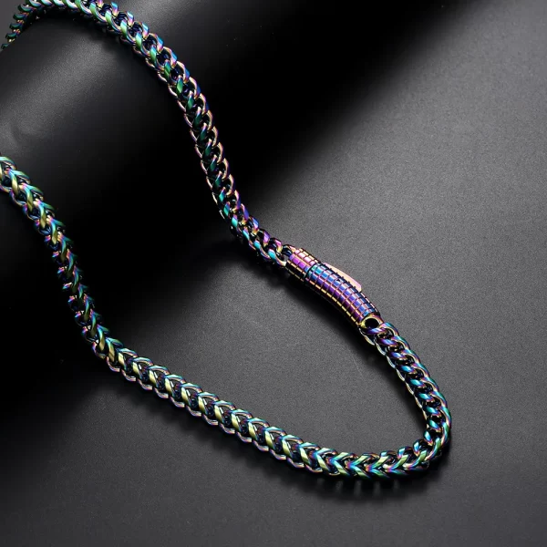 Add some versatility to your collection with the Stainless Steel Rope Chain in Color. This vibrant chain comes in a durable stainless steel construction with a high-polish finish, making it perfect for everyday wear. The bold design and multi-color finish make this piece a standout, suitable for both casual and formal occasions. The 6mm width adds a touch of luxury, ideal for layering or wearing solo, giving you a unique and stylish accessory that complements any outfit.