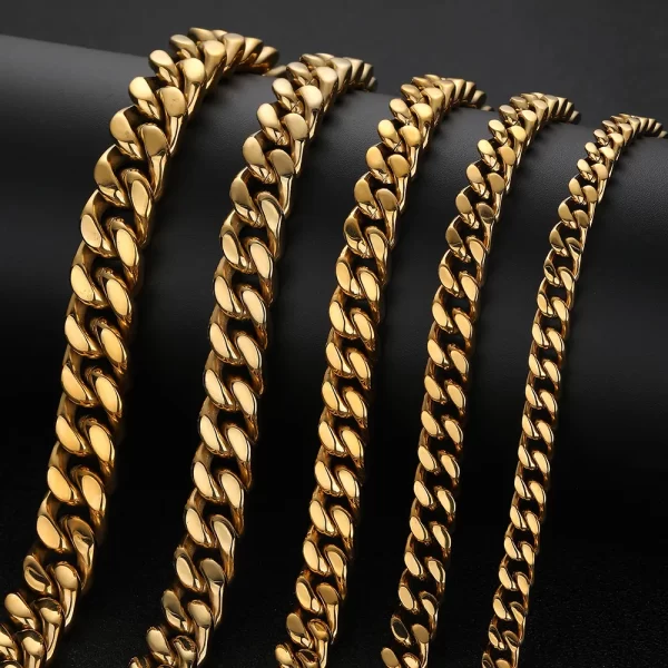 Get the perfect blend of durability and luxury with the Square Stainless Steel Cuban Link Chain in Yellow Gold. The 5-15mm chain, made from high-quality stainless steel and finished with Yellow Gold Plating, offers a strong yet stylish accessory for any occasion. The square link design provides a modern twist on the classic Cuban link, while the VVS Simulated Diamonds deliver a dazzling shine that rivals high-end pieces. Perfect for daily wear or special events, this Yellow Gold chain elevates any outfit with its blend of boldness and sophistication.