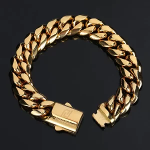 Elevate your wrist game with the Stainless Steel 18K Gold Cuban Link Bracelet in Yellow Gold - 8~14mm. Crafted with a durable stainless steel core and finished in luxurious 18K Yellow Gold, this bracelet offers a bold, elegant look that transitions easily from casual to formal Hip Hop style. Available in widths from 8 to 14mm, it¡¯s the perfect blend of luxury and versatility.