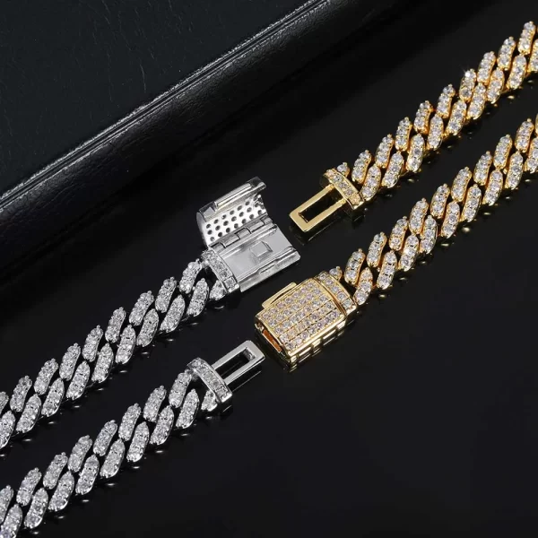 The Iced Prong Miami Cuban Link Bracelet in Yellow Gold - 8mm is the ultimate blend of boldness and sophistication. Featuring prong-set VVS Simulated Diamonds, this 8mm Cuban link bracelet adds dazzling brilliance to your wrist. The Yellow Gold Plated finish provides a luxurious and durable shine, making it the perfect statement piece for those who appreciate high-end style with a Hip Hop edge. Whether worn solo or layered, this bracelet delivers both elegance and impact, perfect for daily wear or special occasions.