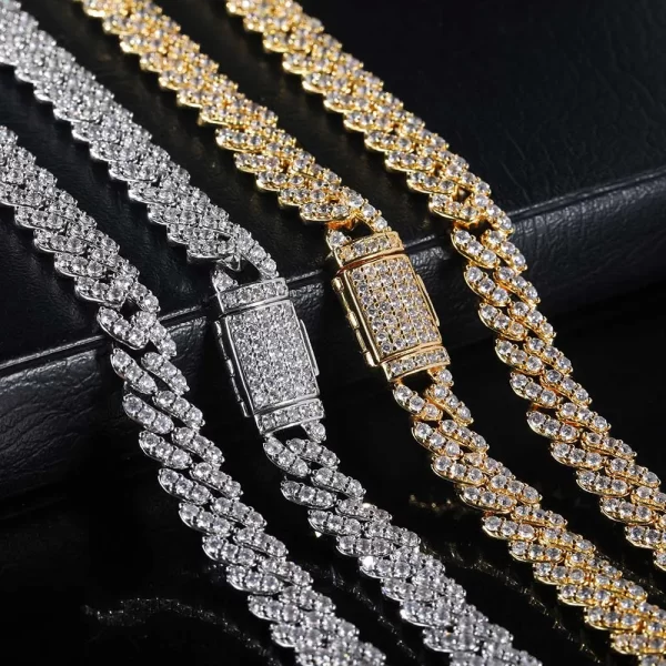 Add a touch of luxury to your look with the Iced Prong Miami Cuban Link Chain in White Gold. This 8mm chain features prong-set VVS Simulated Diamonds for maximum shine, while the White Gold finish gives it a sleek, modern feel. Perfect for those who appreciate timeless elegance, this piece can be worn for both special occasions and everyday style. Whether layered or worn solo, the White Gold finish ensures a sophisticated, polished look.