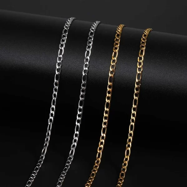 Add some luxury to your look with the Stainless Steel 18K Gold Figaro Link Chain in Yellow Gold. This 3-6mm chain offers both durability and elegance, featuring a classic Figaro link design plated in rich 18K Yellow Gold. The slim design makes it perfect for layering or wearing solo, adding a touch of sophistication to any outfit. Whether you¡¯re dressing for a formal occasion or keeping it casual, the Yellow Gold finish elevates this piece, making it a versatile accessory that never goes out of style.