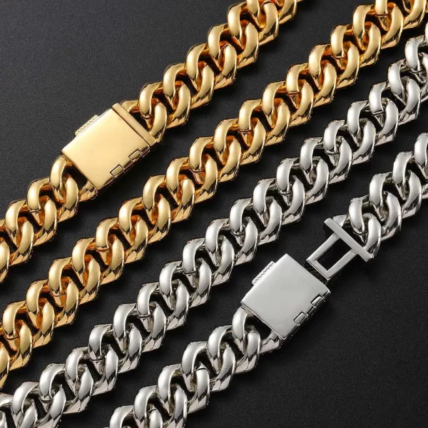 Upgrade your collection with the Iced Prong Diamond Miami Cuban Link Chain in White Gold. Featuring prong-set VVS Simulated Diamonds for ultimate shine, this 15mm wide Cuban link chain offers both durability and elegance. The White Gold finish elevates its sophisticated appearance, making it a must-have for special occasions and everyday wear. Whether layered or worn solo, this chain guarantees a luxurious touch to your outfit, adding that signature bling that never goes unnoticed.