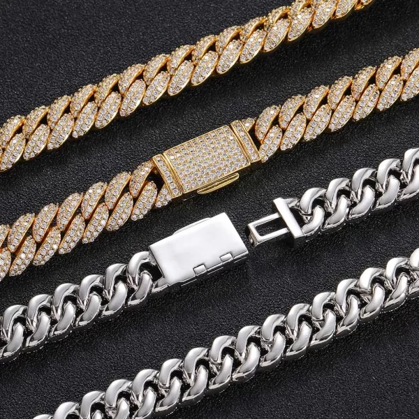 Shine bright with the Iced Prong Miami Cuban Link Chain in White Gold - 12mm. This chain features prong-set VVS Simulated Diamonds and a sleek White Gold finish, offering both luxury and durability. Ideal for both casual wear and special events, the 12mm width makes this piece versatile enough to complement any outfit, ensuring that you always make a lasting impression with its refined, polished look.