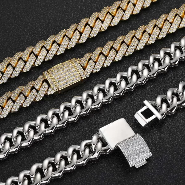 Add a touch of luxury to your collection with the Iced Diamond Miami Cuban Link Chain in White Gold. This 12mm Cuban link chain is adorned with prong-set VVS Simulated Diamonds, delivering maximum brilliance. The White Gold finish brings a sleek, modern look, making this chain a perfect accessory for both casual and formal events. Its 12mm width ensures it stands out whether you wear it solo or layered with other pieces. The Iced Out design guarantees that your style remains on point, offering both durability and shine.