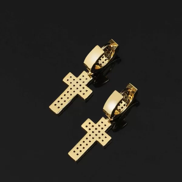 Add a spiritual touch to your style with these Iced Cross Hanging Earrings. Featuring a bold cross design, the gold-plated finish and simulated diamonds ensure a dazzling look that works for both casual and formal events. These earrings bring both faith and fashion together, perfect for Hip Hop lovers looking to express their unique style with some added shine.