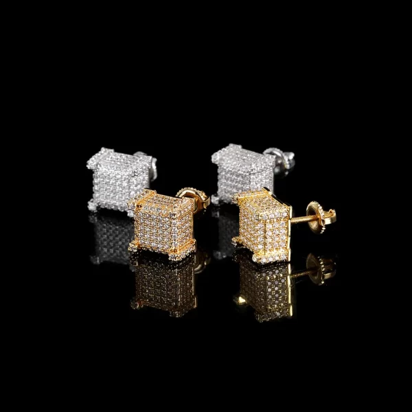 The Iced Square Stud Earring offers a sleek, geometric look with gold plating and sparkling simulated diamonds. Designed for those who want a clean, modern look while keeping that bling shine, these square earrings make a bold statement. Perfect for casual and formal events alike, these earrings bring a fresh twist to Hip Hop-inspired jewelry with their unique design.