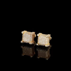 The Iced Square Stud Earring offers a sleek, geometric look with gold plating and sparkling simulated diamonds. Designed for those who want a clean, modern look while keeping that bling shine, these square earrings make a bold statement. Perfect for casual and formal events alike, these earrings bring a fresh twist to Hip Hop-inspired jewelry with their unique design.