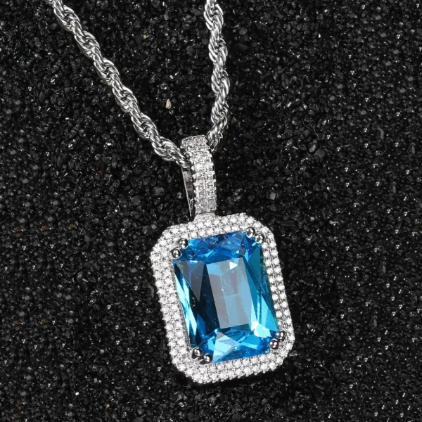 Make a statement with the White Gold Ceylon Sapphire Stone Pendant, featuring a striking blue gemstone encased in a White Gold-plated frame. This pendant showcases VVS simulated diamonds for an extra layer of brilliance, adding a modern twist to a classic design. Hypoallergenic and scratch-resistant, it’s perfect for daily wear or special occasions. The sleek White Gold finish complements the rich blue of the sapphire, making it a versatile and luxurious addition to any Hip Hop jewelry collection.