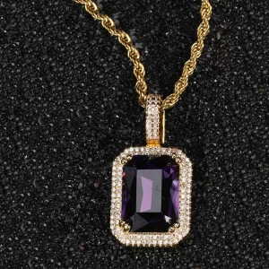 Add timeless elegance to your Hip Hop wardrobe with the Yellow Gold Deep Amethyst Stone Pendant. This sophisticated piece features a rich purple amethyst gemstone framed by VVS simulated diamonds, all set in a Yellow Gold-plated frame. The deep hues of the amethyst paired with the Yellow Gold finish create a striking contrast that catches the eye. Hypoallergenic and designed for long-lasting wear, this pendant is perfect for elevating casual outfits or adding glamour to formal attire. A must-have for any jewelry lover who appreciates bold yet refined style.