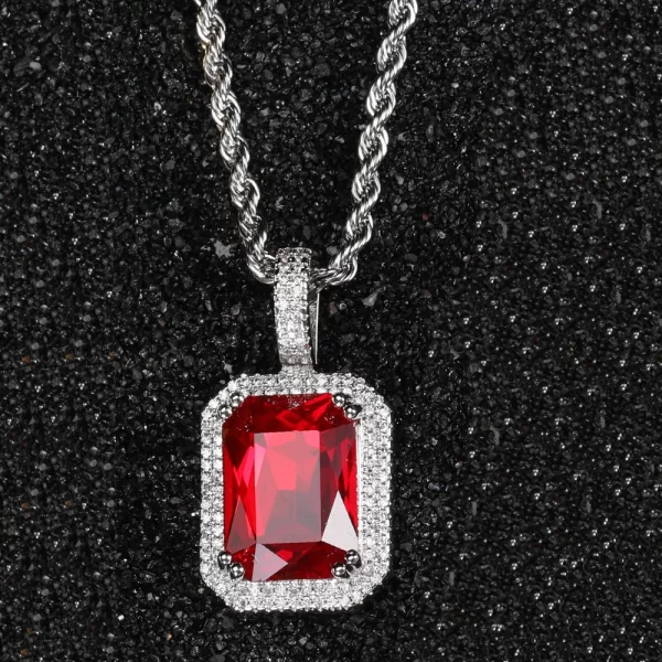 Enhance your Hip Hop style with the White Gold Ruby Stone Pendant. Featuring a vibrant ruby gemstone framed by VVS simulated diamonds, this pendant shines with a luxurious yet edgy feel. The White Gold plating offers a sleek and modern look, making it ideal for both casual and formal occasions. Hypoallergenic and scratch-resistant, this pendant is designed for long-lasting comfort and durability, ensuring you always shine bright.