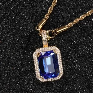 Add a regal touch to your Hip Hop style with the Yellow Gold Sapphire Stone Pendant. Featuring a deep blue sapphire gemstone, framed by VVS simulated diamonds in a Yellow Gold-plated setting, this pendant exudes luxury and durability. The hypoallergenic and scratch-resistant finish ensures it’s built for long-lasting wear, making it perfect for everyday style or special occasions. Whether you're aiming for a casual look or complementing formal attire, the Yellow Gold finish enhances the sapphire's brilliance, making this pendant a standout accessory in any collection.