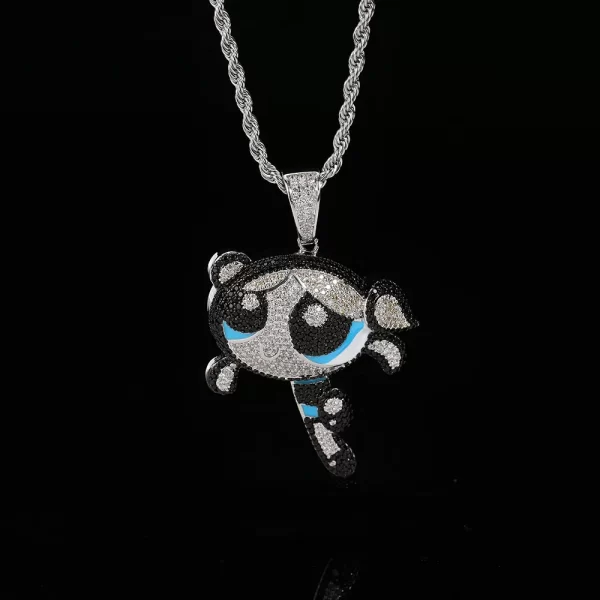 The White Gold Bubbles Pendant captures the sweetness of Powerpuff Girls in a luxurious Hip Hop design. Hypoallergenic, waterproof, and perfect for daily wear, this piece adds a fun touch to your jewelry.