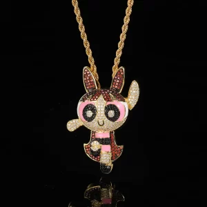 Fans of the iconic Powerpuff Girls will love this Blossom Pendant, crafted in gold plating and embellished with diamonds for extra sparkle. Hypoallergenic and waterproof, this piece is designed for everyday wear, bringing fun and nostalgia to any Hip Hop outfit. Whether you're treating yourself or gifting a Powerpuff Girls enthusiast, this pendant captures the charm of Blossom and adds a playful touch to your jewelry collection.