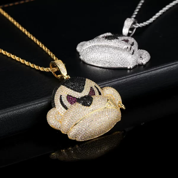 The White Gold Iced Gorilla Pendant combines a striking design with a powerful message. The white gold plating and iced-out finish make it both hypoallergenic and waterproof, perfect for showcasing your bold Hip Hop style every day.