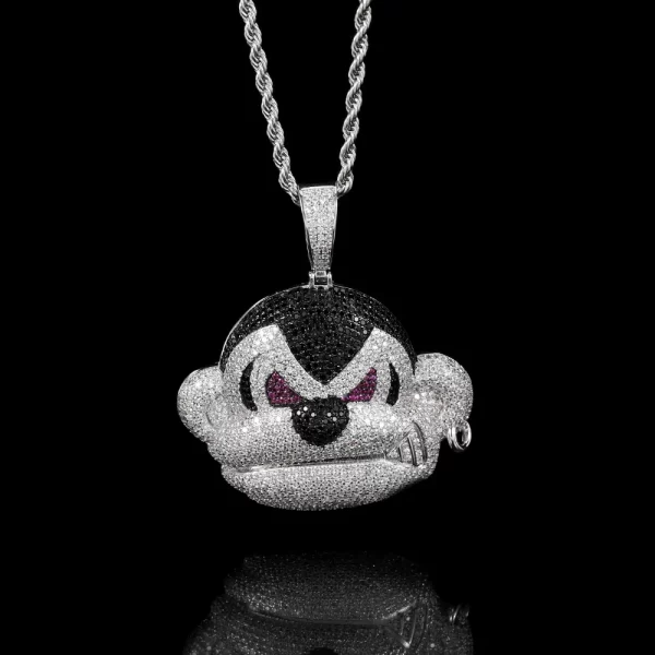 The White Gold Iced Gorilla Pendant combines a striking design with a powerful message. The white gold plating and iced-out finish make it both hypoallergenic and waterproof, perfect for showcasing your bold Hip Hop style every day.