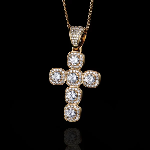 The Iced Cross Tennis Pendant in Yellow Gold blends faith and fashion with dazzling elegance. Featuring a tennis-style design, the pendant is encrusted with shining stones that offer a luxurious Hip-Hop look. The high-quality Yellow Gold plating ensures durability, making it waterproof, hypoallergenic, and scratch-resistant. Whether worn for casual streetwear or formal occasions, this pendant adds a bold statement to your outfit. With its classic cross design and tennis chain detailing, it¡¯s the perfect fusion of spirituality and style for anyone looking to elevate their jewelry collection.