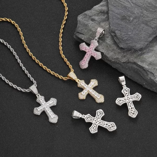 Add a blend of elegance and faith to your collection with the Yellow Gold Iced Baguette Cross Pendant. This pendant features baguette-cut simulated diamonds set in a Yellow Gold-plated cross, giving it a luxurious and refined look. The hypoallergenic and scratch-resistant finish ensures durability, making it suitable for everyday wear or special occasions. Perfect for anyone seeking to combine spirituality with Hip Hop fashion, this Yellow Gold piece makes a bold statement that will elevate any outfit.