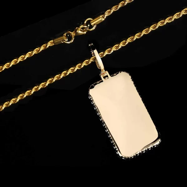 Capture your most treasured memories with this Custom Square Picture Pendant in Yellow Gold. Measuring 26mm, it is expertly crafted from high-quality gold plating and designed to preserve your personal images with style. This pendant is not only a fashion statement but also a meaningful keepsake. Its hypoallergenic, waterproof, and scratch-resistant features make it suitable for daily wear, adding a personalized touch to any Hip Hop outfit. Perfect for gifting or adding to your jewelry collection, this pendant ensures your memories are always close to heart.