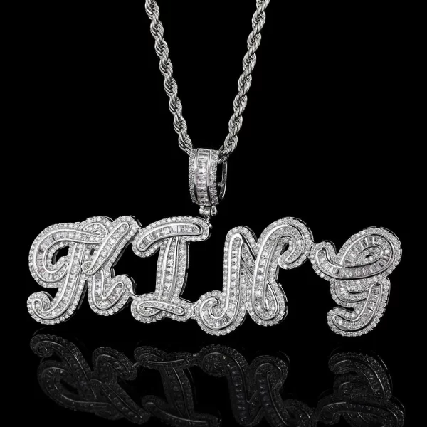 The Custom Letter Pendant in White Gold is a bold way to showcase your initials or favorite word. Crafted with White Gold plating, this hypoallergenic, waterproof, and scratch-resistant pendant offers both style and durability. Perfect for everyday wear or gifting, it’s a personalized accessory that adds a touch of Hip-Hop flair to any outfit. Whether you’re adding a personal touch to your collection or gifting it to someone special, this pendant offers timeless appeal.