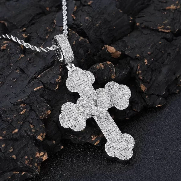 The White Gold Iced Heartbroken Cross Pendant brings together love, faith, and Hip-Hop flair. The broken-heart cross is encrusted with VVS simulated diamonds, adding a brilliant shine to this unique design. Crafted in White Gold plating, this pendant is durable, hypoallergenic, and scratch-resistant, making it perfect for daily wear or special occasions. It offers both spiritual significance and stylish appeal, blending luxury with a modern edge. This pendant is perfect for those looking to add a meaningful, bold accessory to their jewelry collection.