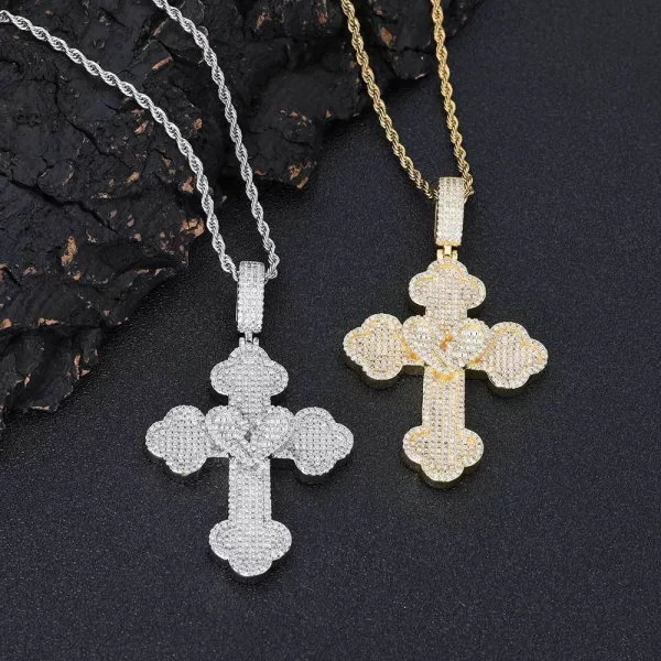 The Iced Heartbroken Cross Pendant in Yellow Gold combines love, faith, and a Hip-Hop edge. Featuring a broken-heart cross design adorned with VVS simulated diamonds, this pendant shines with both spiritual and stylish appeal. The Yellow Gold plating adds a warm glow to the bold design, making it perfect for anyone who wants to express their faith in a unique way. Waterproof, hypoallergenic, and scratch-resistant, it's designed for everyday wear and stands out as a meaningful gift or personal statement piece. Whether worn solo or layered, this pendant blends emotion with Hip-Hop culture seamlessly.