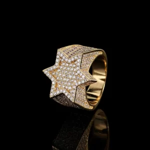 The Iced Hexagon Diamond Ring in Yellow Gold features a bold geometric design, adorned with VVS Simulated Diamonds. The unique hexagon shape and Yellow Gold finish give this ring a modern, standout look, perfect for Hip Hop enthusiasts who love unconventional style. The hexagon symbolizes harmony and balance, making this ring not only stylish but also meaningful.